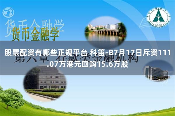 股票配资有哪些正规平台 科笛-B7月17日斥资111.07万港元回购15.6万股